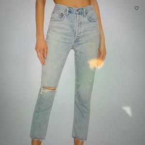 AGOLDE Riley High Rose Straight Crop Jeans